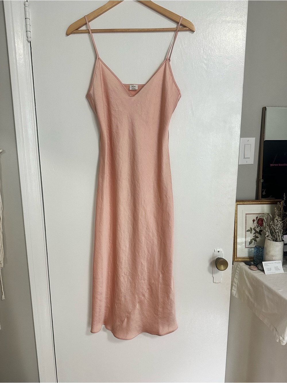 Wilfred Blush Pink Satin Slip Maxi Dress